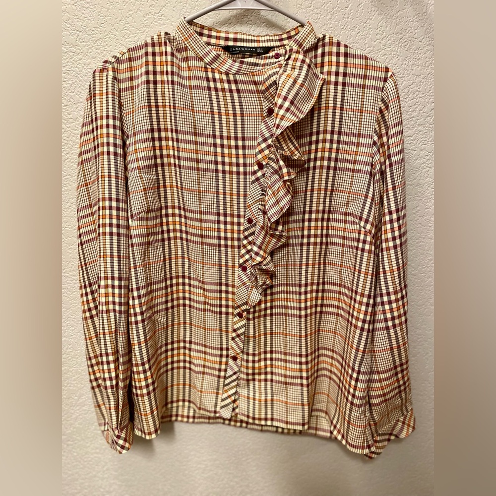 Zara Multicolor Checkered Blouse